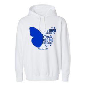 Cute Spanish Christian Bible Verse Religious Butterfly Gift Garment-Dyed Fleece Hoodie