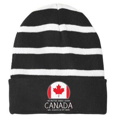 Canadian Shirts Canada Pride Flag North Maple Leaf Eh Gift Striped Beanie with Solid Band