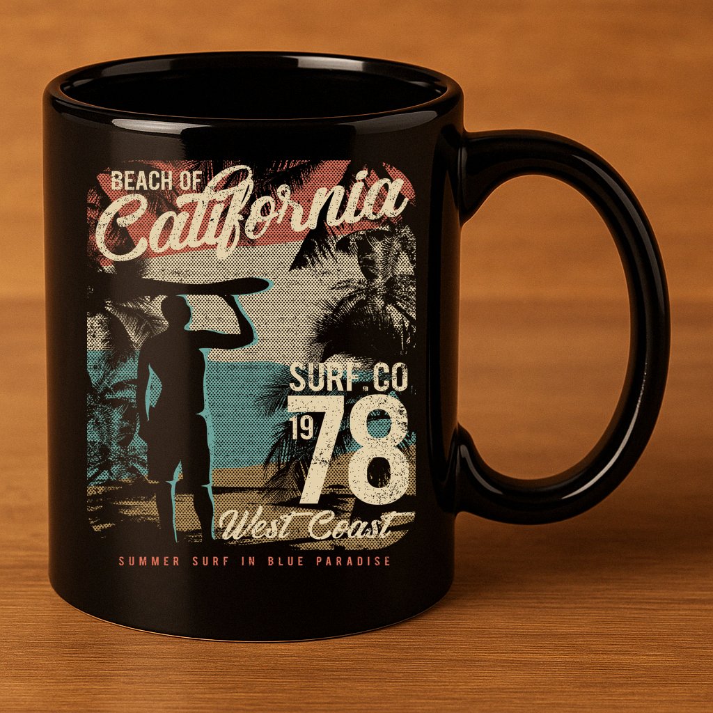 California Surf 11oz C Handle Ceramic Mug