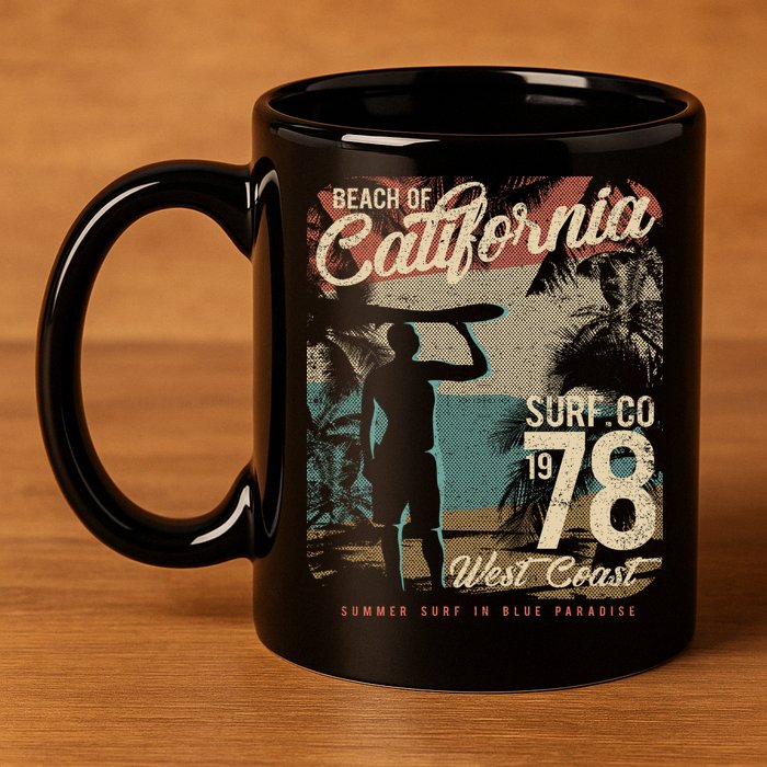 California Surf 11oz C Handle Ceramic Mug
