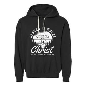 Christianity Spaceship Catholic Bible Christian Alien Jesus Garment-Dyed Fleece Hoodie