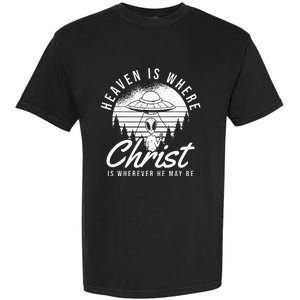 Christianity Spaceship Catholic Bible Christian Alien Jesus Garment-Dyed Heavyweight T-Shirt