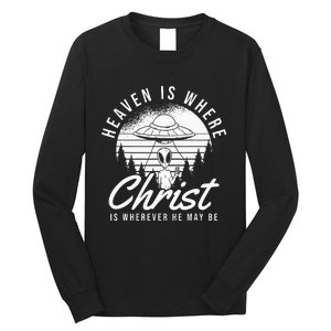 Christianity Spaceship Catholic Bible Christian Alien Jesus Long Sleeve Shirt