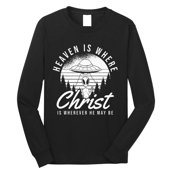 Christianity Spaceship Catholic Bible Christian Alien Jesus Long Sleeve Shirt