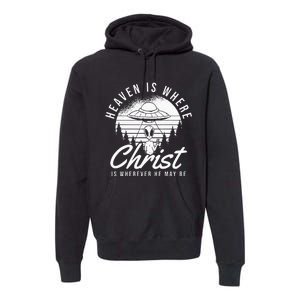 Christianity Spaceship Catholic Bible Christian Alien Jesus Premium Hoodie