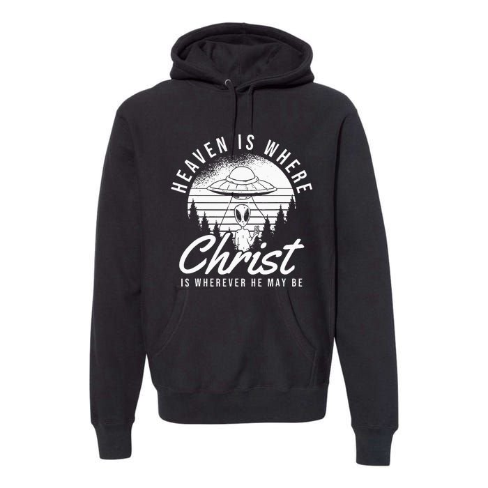 Christianity Spaceship Catholic Bible Christian Alien Jesus Premium Hoodie