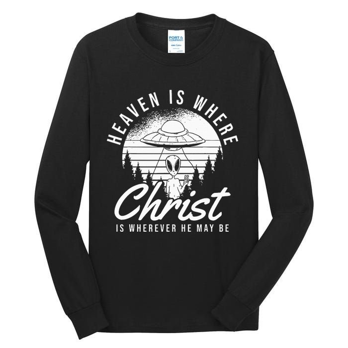 Christianity Spaceship Catholic Bible Christian Alien Jesus Tall Long Sleeve T-Shirt