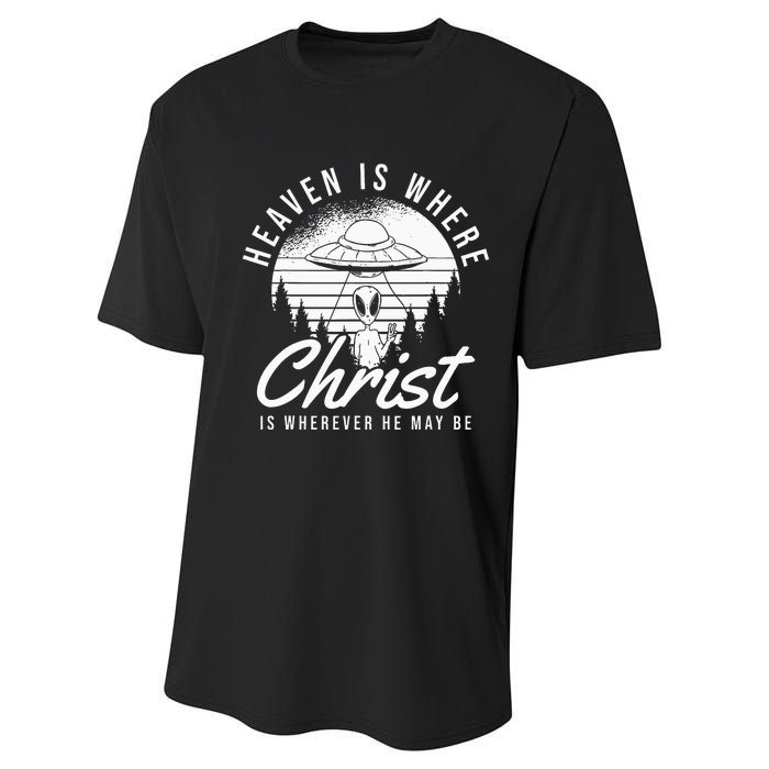 Christianity Spaceship Catholic Bible Christian Alien Jesus Performance Sprint T-Shirt