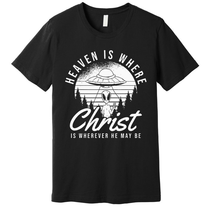 Christianity Spaceship Catholic Bible Christian Alien Jesus Premium T-Shirt