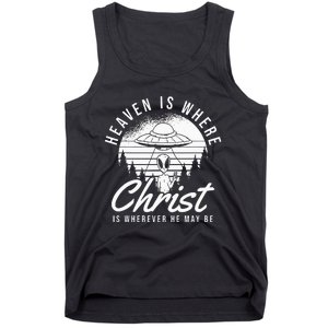 Christianity Spaceship Catholic Bible Christian Alien Jesus Tank Top