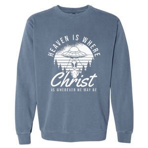 Christianity Spaceship Catholic Bible Christian Alien Jesus Garment-Dyed Sweatshirt