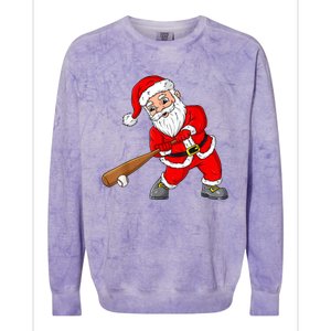 Christmas Santa Claus With Baseball Bat Teens Xmas Gift Colorblast Crewneck Sweatshirt