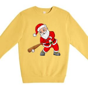 Christmas Santa Claus With Baseball Bat Teens Xmas Gift Premium Crewneck Sweatshirt