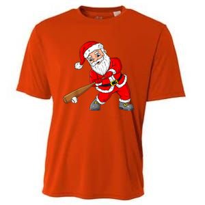 Christmas Santa Claus With Baseball Bat Teens Xmas Gift Cooling Performance Crew T-Shirt