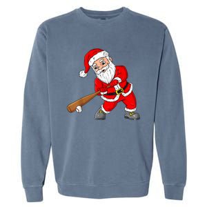 Christmas Santa Claus With Baseball Bat Teens Xmas Gift Garment-Dyed Sweatshirt