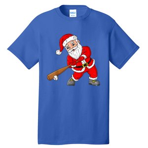 Christmas Santa Claus With Baseball Bat Teens Xmas Gift Tall T-Shirt