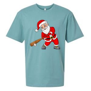 Christmas Santa Claus With Baseball Bat Teens Xmas Gift Sueded Cloud Jersey T-Shirt