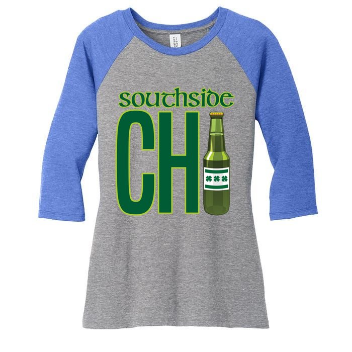 Chirish Southside Chicago St Patrick's Day Irish Beer Gift Women's Tri-Blend 3/4-Sleeve Raglan Shirt