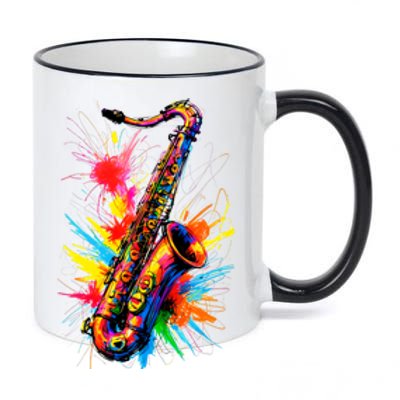 Colorful Saxophone 11oz Black Color Changing Mug