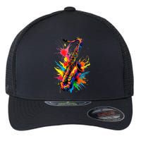 Colorful Saxophone Flexfit Unipanel Trucker Cap