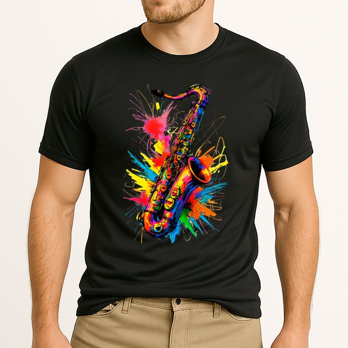 Colorful Saxophone Performance Shirt