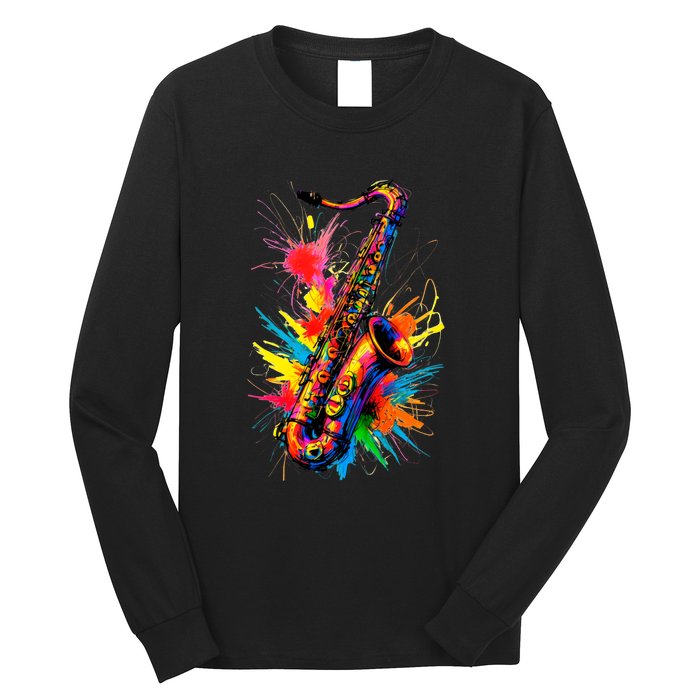 Colorful Saxophone Long Sleeve Shirt