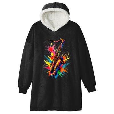 Colorful Saxophone Hooded Wearable Blanket