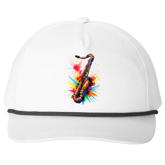 Colorful Saxophone Snapback Five-Panel Rope Hat