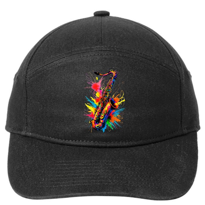 Colorful Saxophone 7-Panel Snapback Hat