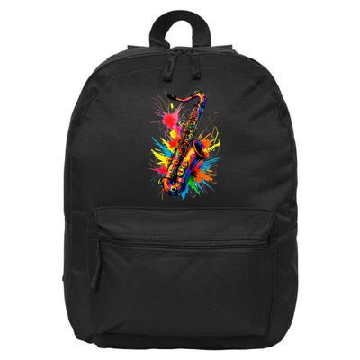 Colorful Saxophone 16 in Basic Backpack