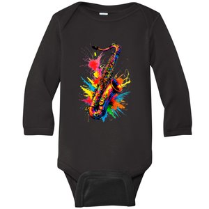 Colorful Saxophone Baby Long Sleeve Bodysuit