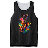 Colorful Saxophone Mesh Reversible Basketball Jersey Tank