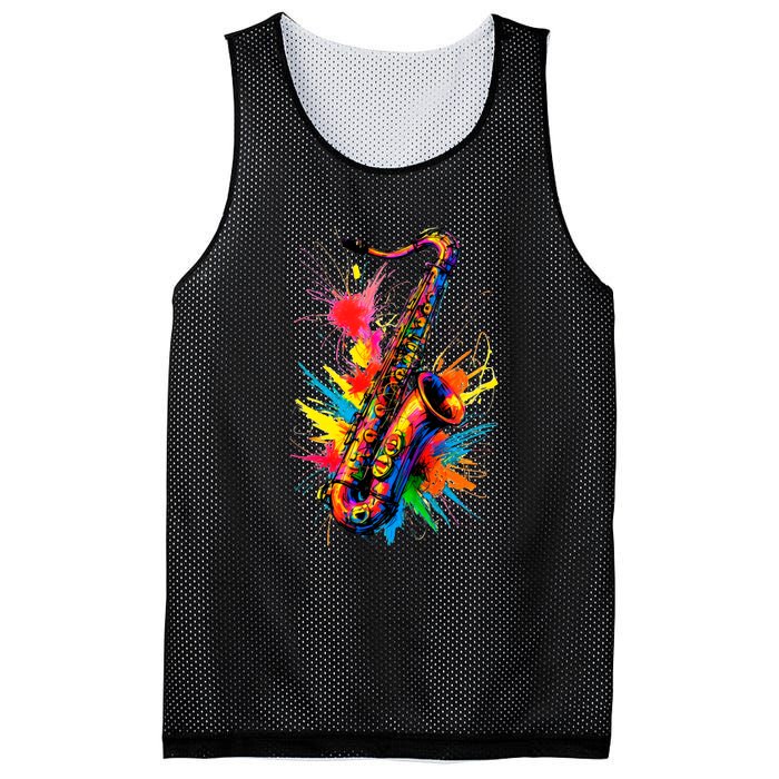 Colorful Saxophone Mesh Reversible Basketball Jersey Tank