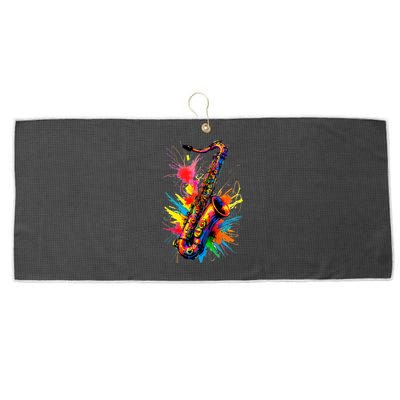 Colorful Saxophone Large Microfiber Waffle Golf Towel