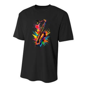 Colorful Saxophone Youth Performance Sprint T-Shirt