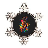 Colorful Saxophone Metallic Star Ornament