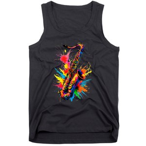 Colorful Saxophone Tank Top