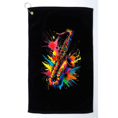 Colorful Saxophone Platinum Collection Golf Towel