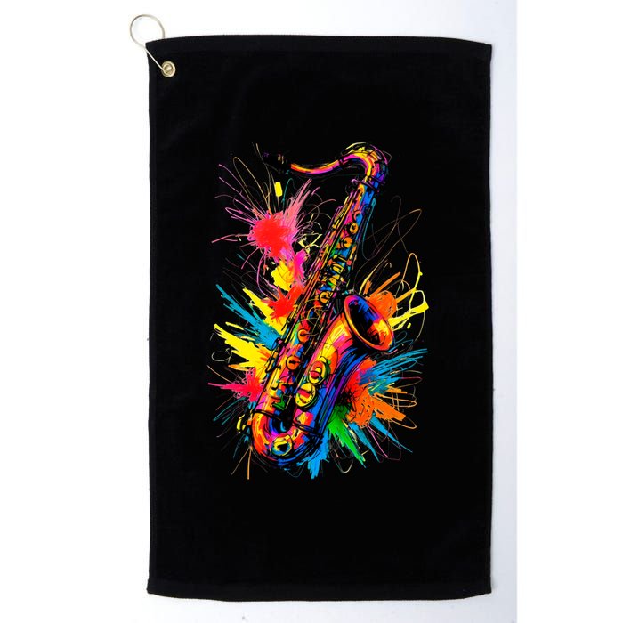Colorful Saxophone Golf Towel