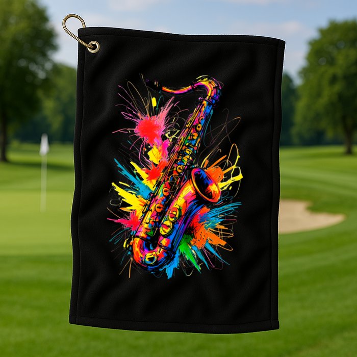 Colorful Saxophone Golf Towel