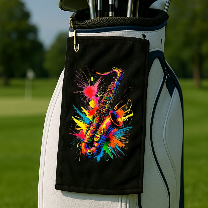 Colorful Saxophone Golf Towel