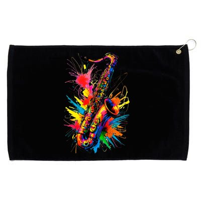 Colorful Saxophone Grommeted Golf Towel