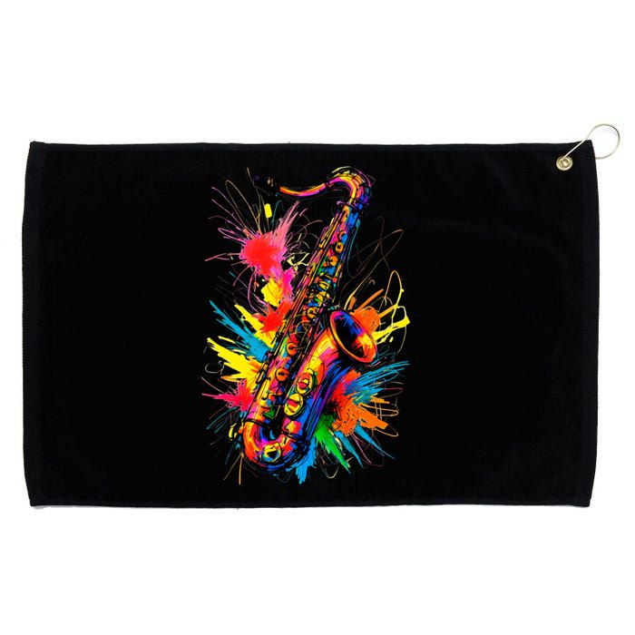 Colorful Saxophone Grommeted Golf Towel