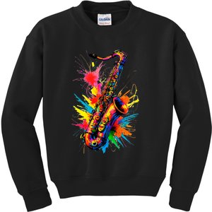 Colorful Saxophone Kids Sweatshirt