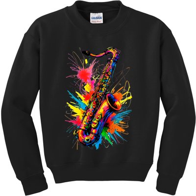 Colorful Saxophone Kids Sweatshirt