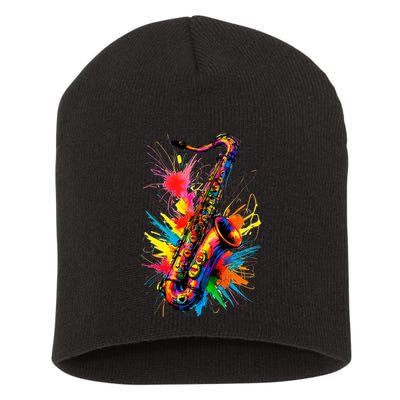 Colorful Saxophone Short Acrylic Beanie