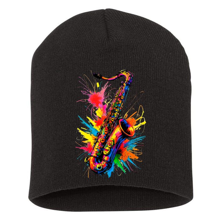 Colorful Saxophone Short Acrylic Beanie