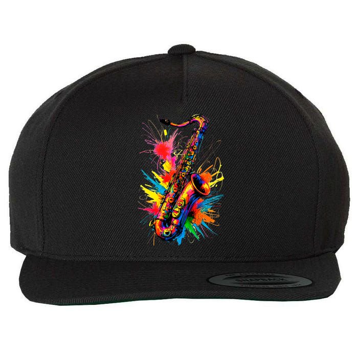 Colorful Saxophone Wool Snapback Cap