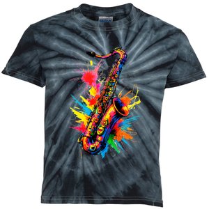 Colorful Saxophone Kids Tie-Dye T-Shirt