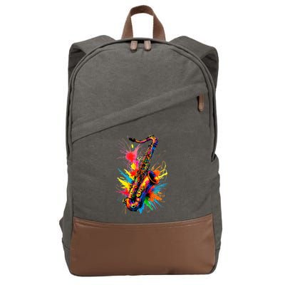 Colorful Saxophone Cotton Canvas Backpack